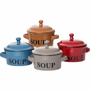 Ritzenhoff & Breker Regina - Tazas de sopa con tapa y asa (4 unidades, 460 ml), colores surtidos