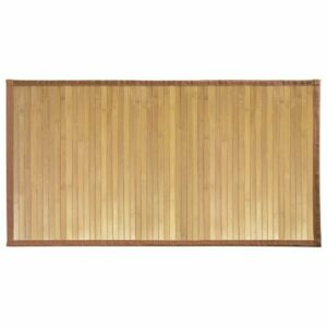 iDesign Alfombra antideslizante, alfombra de madera de bambú extralarga, alfombrilla de baño, cocina y pasillo repelente al agua, marrón claro