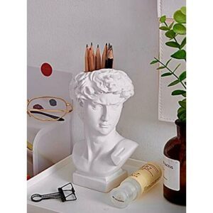 David Head Busto de resina Estatua pluma titular de brochas de maquillaje florero decoración del hogar