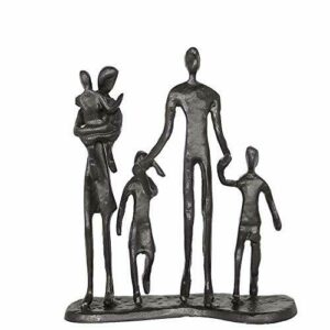 Aoneky Estatua Familiar de Metal - Figura Decorativa de Madre Padre Hijo Hija, Escultura Moderna Abstracta, Decoración del Hogar Casa Oficina, Figura Decorativa de Familia de 5, Negro