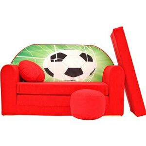 Pro Cosmo sofá Cama Infantil con Puff/reposapiés/Almohada, de Tela, sofá Cama para niños D3 Color Rojo 168 x 98 x 60 cm