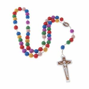 DELL'ARTE Artículos religiosos, rosario de madera, multicolor, 8 mm