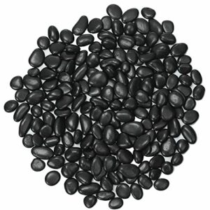 Msrlassn Piedra Decorativa Pulido Grandes guijarros Negros para paisajismo, decoración del hogar, Manualidades, Proyecto de Arte (Negro 1 kg)