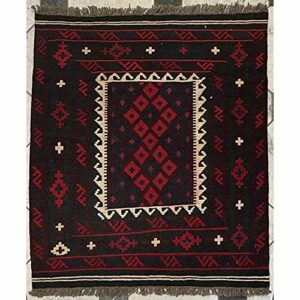 Alfombra oriental afgana hecha a mano Kilim de lana de colores naturales afganos turcos nómada persa tradicional persa 88 x 102 cm vintage corredor pasillo escalera reversible