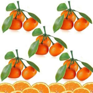 Rosixehird Bandeja de Naranjas Artificiales - Decoración de Frutas de imitación,Artificial Realista Naranjas Falsas Mandarina Cocina Realista frutero Artificial Bandeja Fruta de imitación
