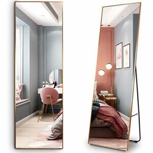 LVSOMT Espejo de Cuerpo Entero de 160 × 50 cm, Espejo de Cuerpo de pie, Espejo de Pared, Espejo de Maquillaje Grande, Espejo de Pared Inclinado, Espejo Grande para Dormitorio, Sala de Estar,Vestuario