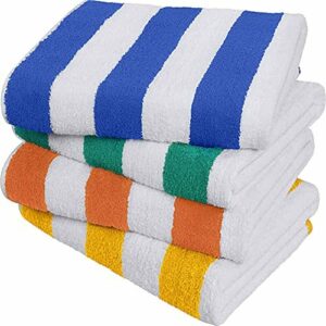 Utopia Towels - Toalla de piscina grande con toalla de playa en Cabana Stripe, paquete de 4, 100% algodón, cuidado fácil, máxima suavidad y absorbencia 76 x 152 cm (30 X 60 Inch)