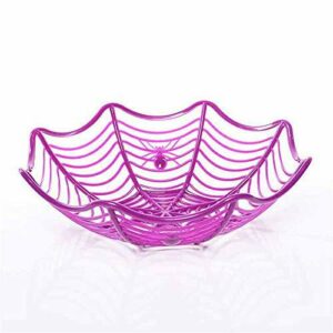 BGSFF Canasta de Frutas de Caramelo de plástico con Tela de araña, decoración Creativa Personalizada para Fiestas navideñas, púrpura