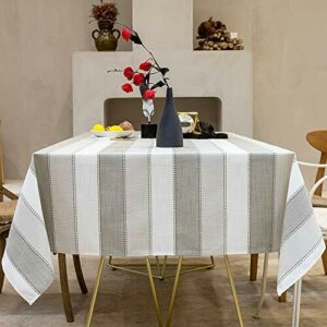 SUNBEAUTY Mantel Mesa Rectangular Algodon Lino con Borlas Mantel Elegante Antimanchas 140x220 cm Table Cloth Rectangle para Mesa de Comedor de Cocina 