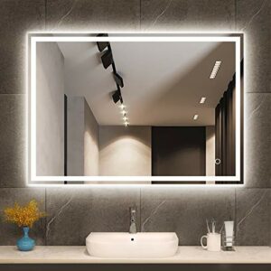 STARLEAD Espejo de baño con luz LED de 60 x 80 cm, Espejo de baño Iluminado, Espejo de baño Grande, Espejo montado en la Pared Inteligente con Altavoz Bluetooth táctil Regulable botón