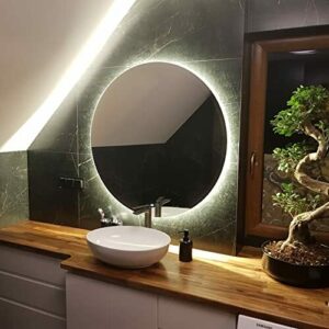 Artforma 70 cm Espejo redondo de Baño con Iluminación LED - Luz Espejo de Pared con Accesorios - Diferentes tamaños para Baño Dormitorio Maquillaje - L82