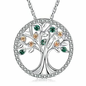 MEGA CREATIVE JEWELRY Collar Árbol de la Vida Colgante para Mujer Regalo Madre Esposa Abuela Joyería Plata 925 con Cristales