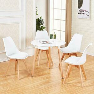 DORAFAIR Pack de 4 Sillas & Mesa, Juego de sillas de Comedor,Comedor de diseño nórdico, Color Blanco