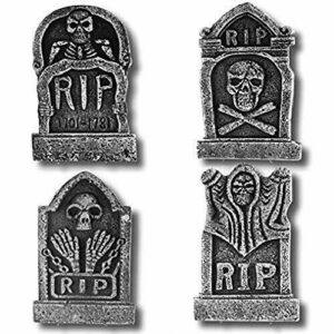 PREXTEX Paquete de 4 Adornos de Halloween de 43,2 cm lápidas Rip de Cementerio de Espuma Ligera Decoraciones de Halloween Rip