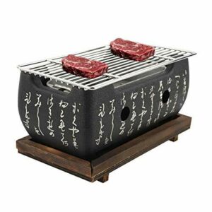 Jacksking Parrillas de carbón, Horno Rectangular Cocina Japonesa Estufa de carbón Estufa de Barbacoa Parrilla de Mesa con Red de Parrilla para Exteriores