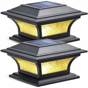 Siedinlar Solar Luz de Tapa de Poste Luz Solar Exterior Luz LED 2 Modos Vidrio Impermeable para Jardín Valla Terraza 4x4 5x5 6x6 pulgadas Postes de madera (2 Piezas)