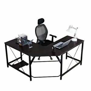 SogesHome Corner Desk Escritorio en Forma de L para computadora L (150 + 150) * W55 * H76 cm Escritorio Grande para Escritorio de Oficina, LD-Z01-BK-SH