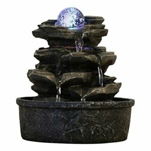 Zen Light Little Rock Fuente de poliresina, marrón oscuro, 20 x 20 x 23cm