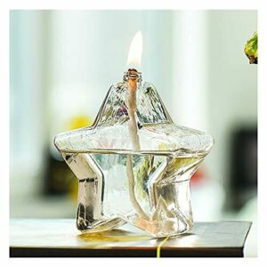 Audasi Transparente Lámpara De Aceite De Vidrio de Quemador Decoración de Interiores, decoración de Mesa Aceite de lámpara no Incluido(Estrella)