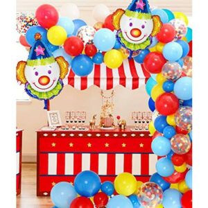 Jollyboom Kit de Arco de Guirnalda de Decoraciones de Fiesta de Circo con Globos de Circo Globos de látex Azul Amarillo Rojo para Tema de Carnaval Cumpleaños Baby Shower