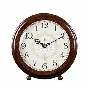 Retro Reloj de sobremesa Salón de Madera Maciza Reloj de Mesa Decoración Simple Péndulo Reloj Creativo Pequeño Reloj (Color : Brown, Size : 24cm/9.4")