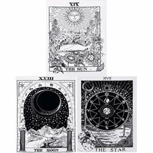 3 Piezas Tapices de Tarot Tapiz de Carta de Tarot de Sol Luna Estrella Tapiz de Adivinación de Europa Medieval Tapiz Misterioso Colgante de Pared para Decoración de Hogar (29,1 x 38,2 Pulgadas)