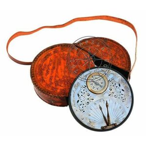 Hanzla Collection - Brújula para reloj de sol (latón envejecido, 7 pulgadas, con funda de cuero, réplica de regalo