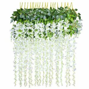 YQing 12 Piezas Flores Artificiales Plantas Decoración Seda Wisteria Artificial Flores Decoración para Boda Hogar