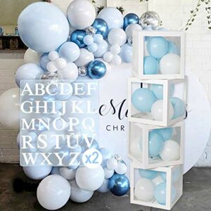 Decoración de cajas de globos para baby shower – 4 cajas transparentes con 52 letras A-Z, baby shower, género, fiesta de cumpleaños, decoraciones temáticas de selva