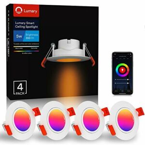 Lumary WiFi Downlight LED Empotrable Techo, 5W Foco Empotrable LED Inteligente, 2700K-6500K RGBWW, Compatible con Alexa & Google Home, 8.5 x 3.7 cm, 4 Pack
