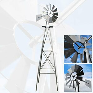 US molino de viento 245cm plateado estilo americano, rueda de viento con rodamiento de bolas