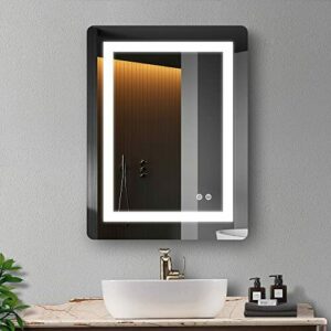 FRALIMK Espejo LED 60x80cm Espejo de baño LED con antivaho, Espejo con luz LED Regulable, Espejo Inteligente sin Marco, Clase energética F