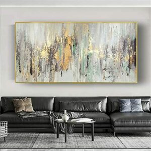 Pintura al óleo abstracta moderna Textura de línea dorada Lienzo Imagen arte de la pared Para el hogar Sofá Fondo Habitación Obra de arte Decoración 60x120cm (24x47in) Con marco