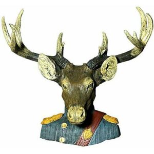 Escultura de escritorio Antiguo pintado de resina ciervo cabeza universal colgando artesanía animal cabeza decoración de cabeza astas rústicas