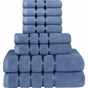 Utopia Towels - Juego de Toallas Azul Eléctrico 8 - Pieza, Toallas de Rayas de Viscosa - 600 gsm Ring Spun de algodón - Toallas de Alta absorción (Paquete de 8)
