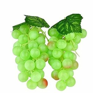 WADY 2pc Deco - Uvas falsas de plástico para vino y uvas artificiales de frutas de plástico para frutas artificiales y vegetales, 36 piezas, 17 cm (verde)