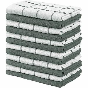 Utopia Towels Toallas de Cocina, 38 x 64 cm, 100% algodón Hilado en Anillo, Toallas de Plato súper Suaves y absorbentes, Toallas de té y Toallas de Barra, (Paquete de 12) (Gris y Blanco)