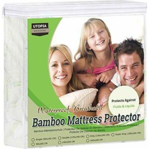 Utopia Bedding Impermeable Protector De Colchón De Bambú 90 x 190 x 30 cm, Funda De Colchón Premium, Transpirable, Estilo Ajustado Todo Elástico