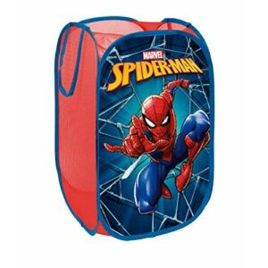 Superdiver Cesta Plegable Infantil de Tela con Asas para Ropa Sucia y Juguetes 36x36x58 centímetros (Spiderman)