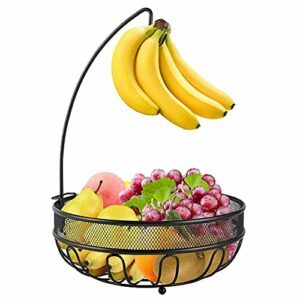 Frutero,Cesta de fruta con gancho para plátanos,scesta de fruta contemporánea con soporte para plátanos de alambre de metal