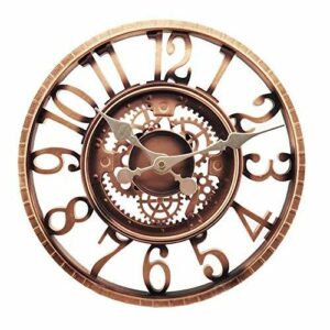 Reloj de pared al aire libre, reloj de jardín, Taodyans 30,48 cm, resistente al agua, relojes de cuarzo con pilas, relojes retro para decoración de la sala de estar, no silencioso (cobre)