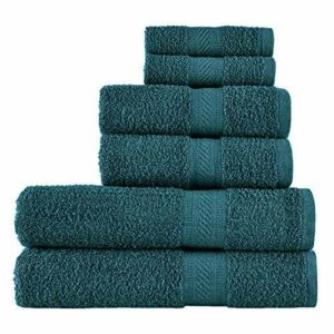 SweetNeedle - Uso diario Juego de toallas de 6 piezas, Verde Azulado - 2 toallas de baño 70x140 CM, 2 toallas de mano 50x90 CM, 2 paño de lavado 30x30 - Algodón 100% ringings, peso pesado y absorbente