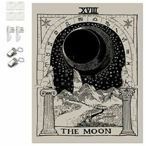 K/B Tapiz de Pared Tarot/Astrología Tapices Grande, Decorativos de Habitación Mística Psicodélica con Herramienta de Instalación Gratuita (Luna)