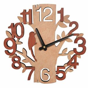 Amazon Brand - Umi Reloj de Pared Silencioso, Reloj Madera Decorativo con Diseño Original en Forma de Árbol, para Salon, Cocina o Jardín, Marrón