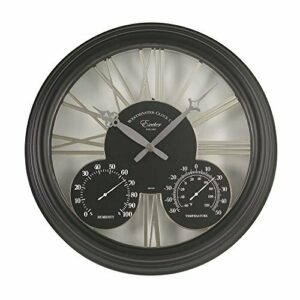 Smart Solar 5061001 - Reloj Exeter + termómetro, 38.5 x 38.5 x 5 cm, Color Negro