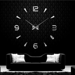 Relojes de Pared Pegatina,Relojes Modernos DIY,Reloj de Pared Adhesivo Reloj de Etiqueta de Pared Decoración,llenado Pared Vacía 3D Reloj, Ideal para la Casa Oficina Hotel Restaurante (Plata)