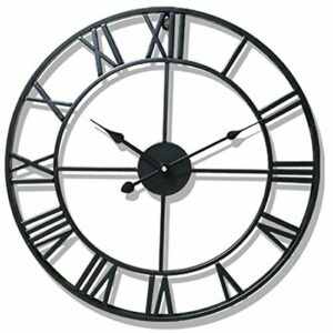MAJOZ Reloj de Pared de Metal Estilo Vintage - Reloj de Pared 3D Silencioso para Decoración de Hogar - diámetro 50 cm (Negro)
