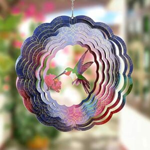Wind Spinner Campanas de Viento de colibrí en 3D, Coikes esculturas de Viento para Colgar en Metal, colectores de Viento en Espiral para jardín, para Patio al Aire Libre, balcón, Ventana de Patio