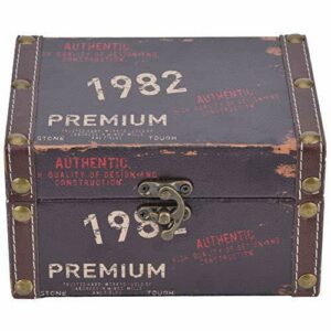 HERCHR Caja de Madera, Caja de Regalo Cofre del Tesoro Pirata de Estilo Vintage, joyero con candado para tocador 16 x 12.5 x 9 cm