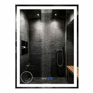 Espejos de Baño con Led Espejo de Pared Antivaho Espejo Interruptor Tactil 3 Niveles de LUZ (600x800mm)